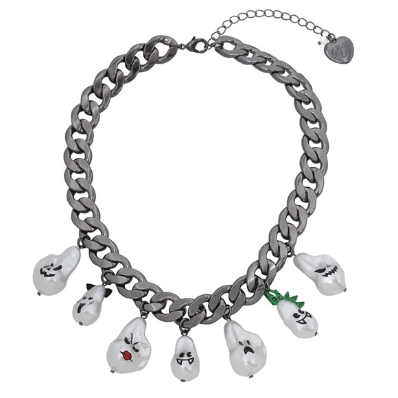 Betsey Johnson Pearl Ghost Necklace Halloween - Picture 1 of 4